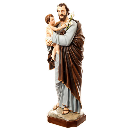 Statue Saint Joseph with Child, 175 cm in painted fiberglass FOR OUTDOORS 3