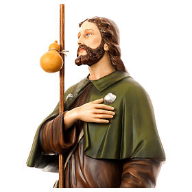Statue of St. Roch with dog in coloured fibreglass 160 cm for EXTERNAL USE