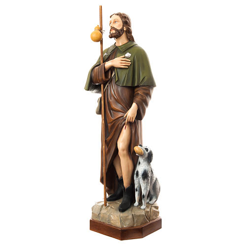 Statue of St. Roch with dog in coloured fibreglass 160 cm for EXTERNAL USE 3