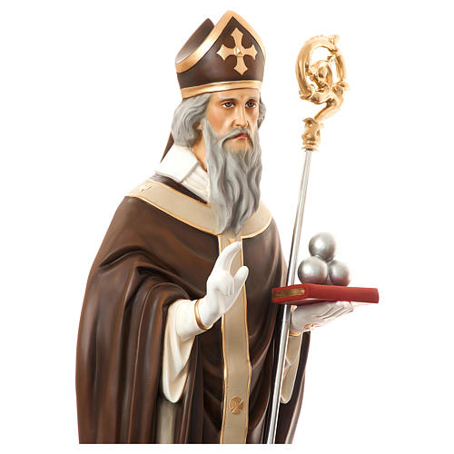Statue of St. Nicholas of Bari in coloured fibreglass 170 cm for EXTERNAL USE 2