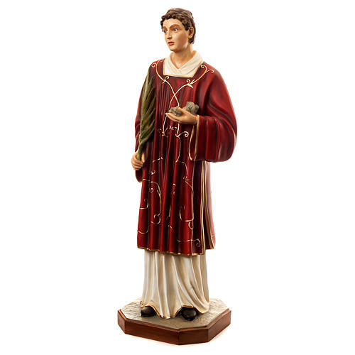 Statue of St. Stephen in coloured fibreglass 110 cm for EXTERNAL USE 3