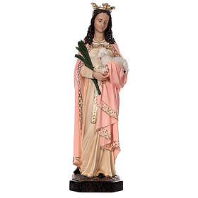 Statue of St. Agnes in fibreglass with lamb and palm tree branch 110 cm