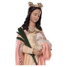 Statue of St. Agnes in fibreglass with lamb and palm tree branch 110 cm