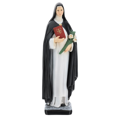 Statue of St. Catherine of Siena in resin 40 cm with flowers and book 1