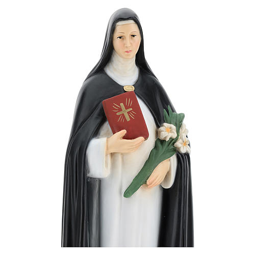 Statue of St. Catherine of Siena in resin 40 cm with flowers and book 2