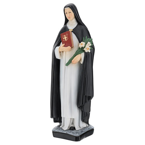 Statue of St. Catherine of Siena in resin 40 cm with flowers and book 3