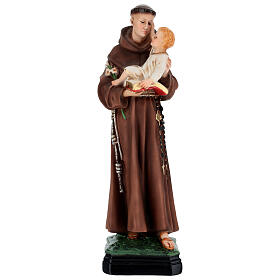 St Anthony of Padua with Child statue, 40 cm colored resin