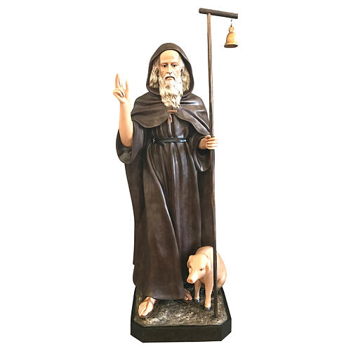 Estatua San Antonio Abad 160 cm fibra de vidrio coloreada 1