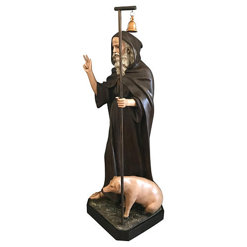 Estatua San Antonio Abad 160 cm fibra de vidrio coloreada 3