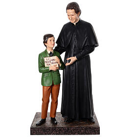 Statue, Heilige Johannes Bosco und Dominikus Savio, 170 cm, Glasfaserkunststoff, mit Glasaugen