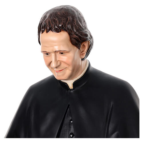 Saint John Bosco with Dominic Savio statue, 170 cm fiberglass glass eyes 4