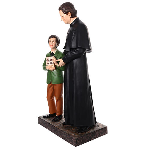 Saint John Bosco with Dominic Savio statue, 170 cm fiberglass glass eyes 6