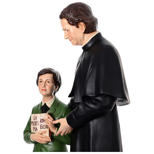 Saint John Bosco with Dominic Savio statue, 170 cm fiberglass glass eyes 8