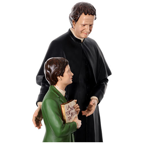 Saint John Bosco with Dominic Savio statue, 170 cm fiberglass glass eyes 10