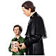 Saint John Bosco with Dominic Savio statue, 170 cm fiberglass glass eyes s8