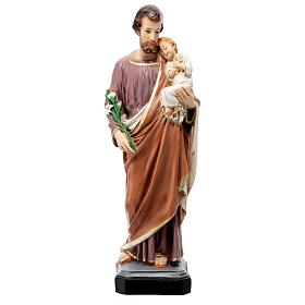 Saint Jospeph with Child statue, 40 cm colored resin