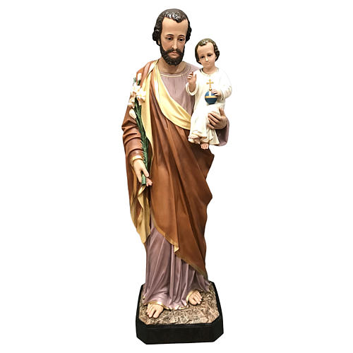Saint Joseph statue, 63 inc in colored fiberglass with glass eyes 1