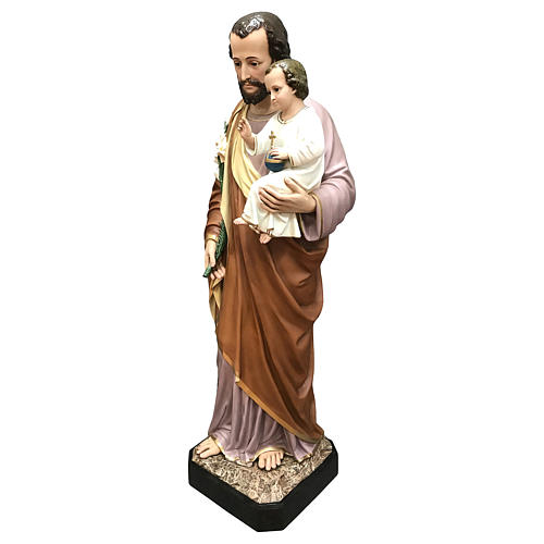 Saint Joseph statue, 63 inc in colored fiberglass with glass eyes 3