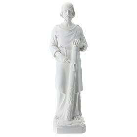 Estatua San José trabajador fibra de vidrio blanca 80 cm PARA EXTERIOR