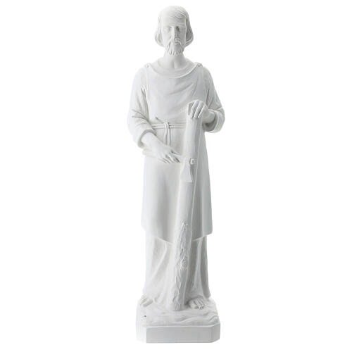 Estatua San José trabajador fibra de vidrio blanca 80 cm PARA EXTERIOR 1