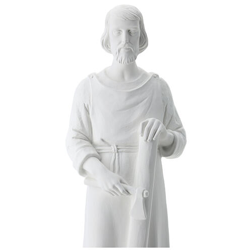 Estatua San José trabajador fibra de vidrio blanca 80 cm PARA EXTERIOR 3