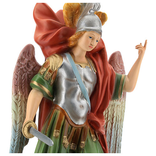 St Michael statue with sword, colored resin 45 cm 2
