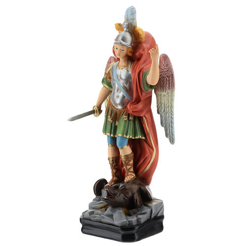 St Michael statue with sword, colored resin 45 cm 3