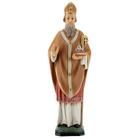Saint Nicholas of Bari statue with miter, 30 cm colored resin