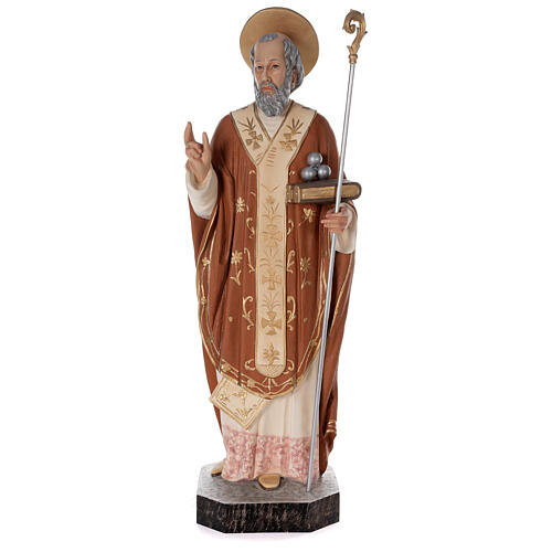 Estatua San Nicolás de Bari 85 cm fibra de vidrio coloreada 1