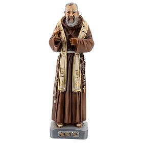 Statua San Pio con stola 26 cm resina colorata