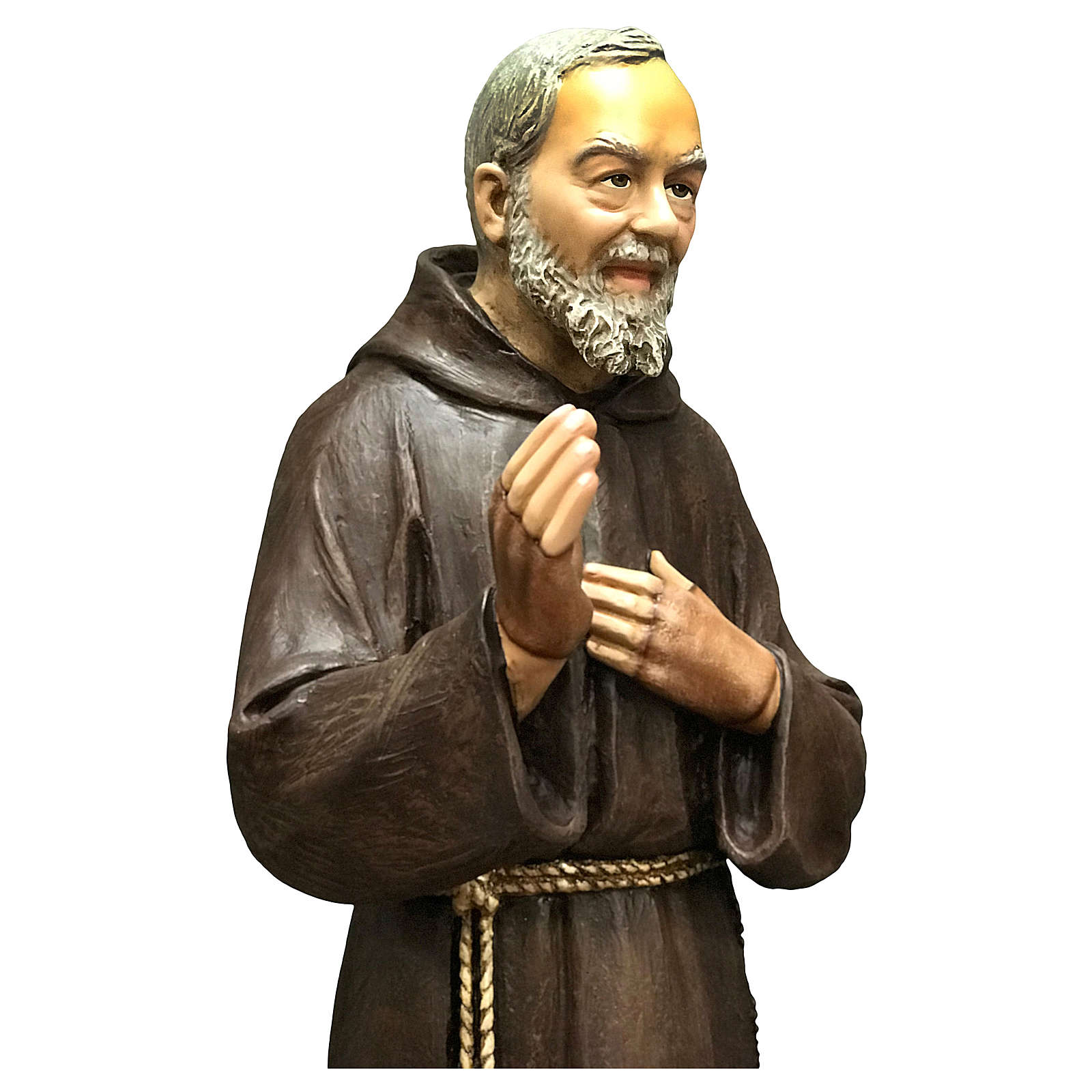 Statue Padre Pio 22 Cm En Résine Holyart - Saint Pio Entièrement Peinte à La Main, Base Dorée, Détails Exceptionnels