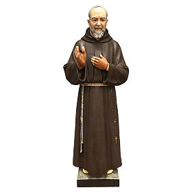 Imagem São Padre Pio de Pietrelcina olhos de vidro 110 cm Fibra de Vidro Pintada