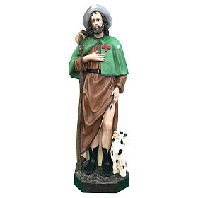 Statue Saint Roch 115 cm fibre de verre colorée avec oeil de verre