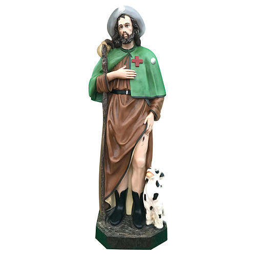 Statue Saint Roch 115 cm fibre de verre colorée avec oeil de verre 1