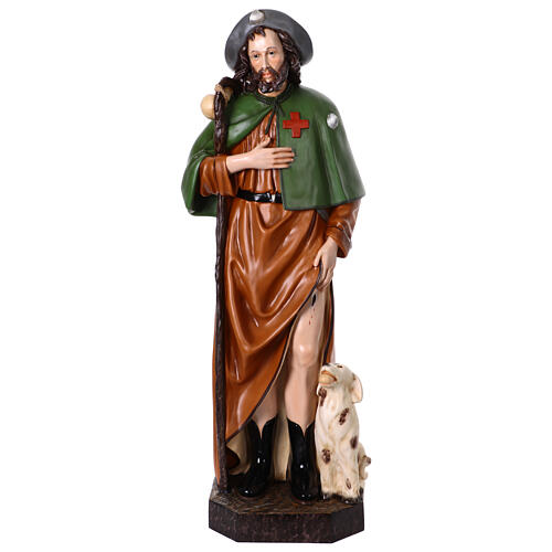 Statue Saint Roch 115 cm fibre de verre colorée avec oeil de verre 1