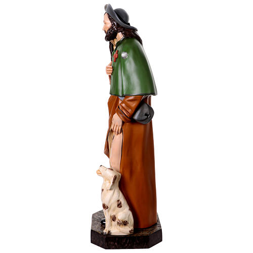 Statue Saint Roch 115 cm fibre de verre colorée avec oeil de verre 15