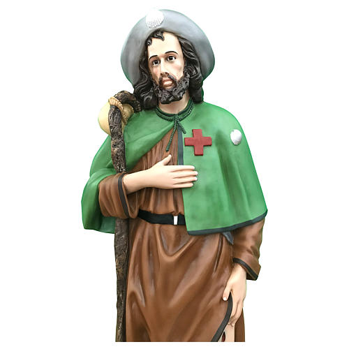 Statua San Rocco 115 cm vetroresina colorata occhi vetro 2