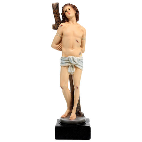 St Sebastian statue, 30 cm colored resin 1