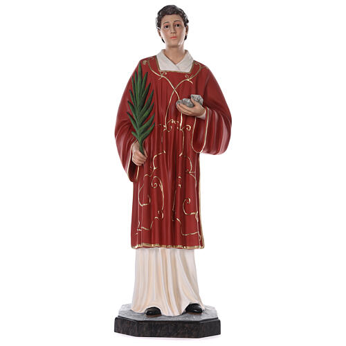 Statue Saint Étienne 110 cm fibre de verre colorée avec oeil de verre 1