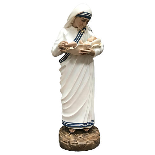 Mutter Teresa von Kalkutta und Kind, Statue, 60 cm, Fiberglas, farbig gefasst 1