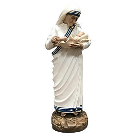Estatua Madre Teresa de Calcuta con niño fibra de vidrio 60 cm