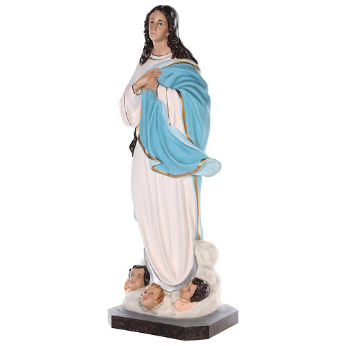 Statue of Our Lady of Assumption by Murillo in painted fibreglass with glass eyes 155 cm 3