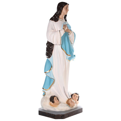 Statue of Our Lady of Assumption by Murillo in painted fibreglass with glass eyes 155 cm 5