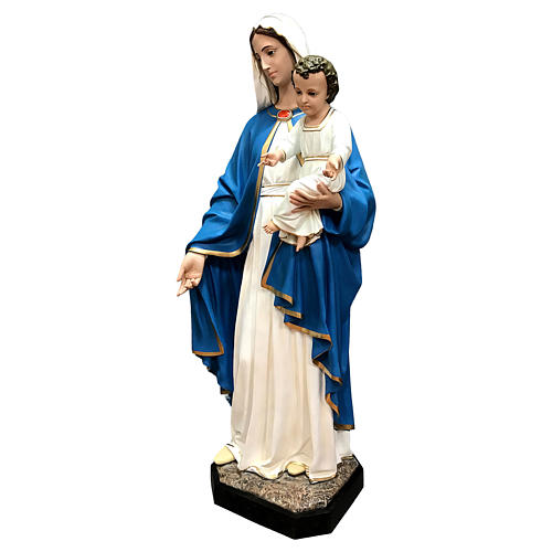 Statue of the Virgin Mary with baby in painted fibreglass with glass eyes 170 cm 3