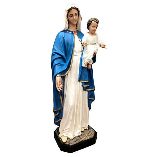 Statue of the Virgin Mary with baby in painted fibreglass with glass eyes 170 cm 4