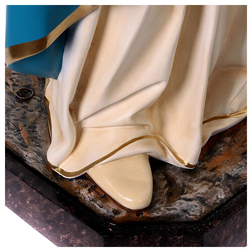 Statue of the Virgin Mary with baby in painted fibreglass with glass eyes 170 cm 13