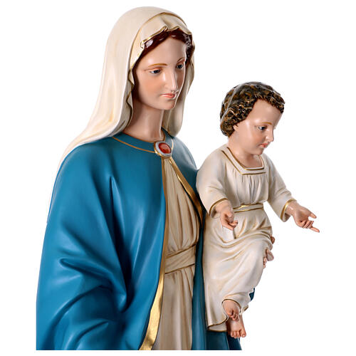 Statua Madonna con bambino 170 cm vetroresina dipinta occhi vetro 12