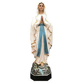 Estatua Virgen de Lourdes fibra de vidrio 130 cm pintada ojos de cristal