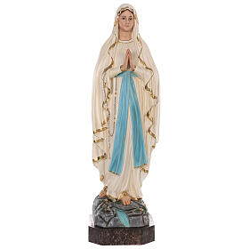 Estatua Virgen de Lourdes fibra de vidrio 130 cm pintada ojos de cristal