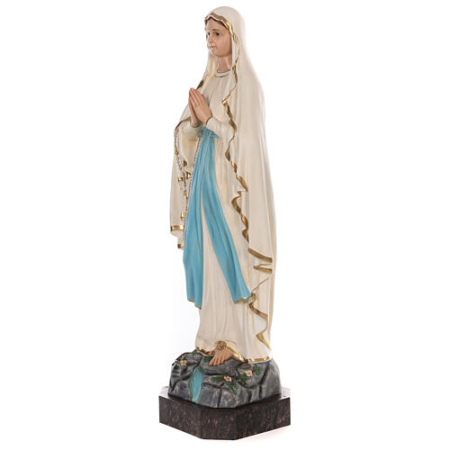 Estatua Virgen de Lourdes fibra de vidrio 130 cm pintada ojos de cristal 3